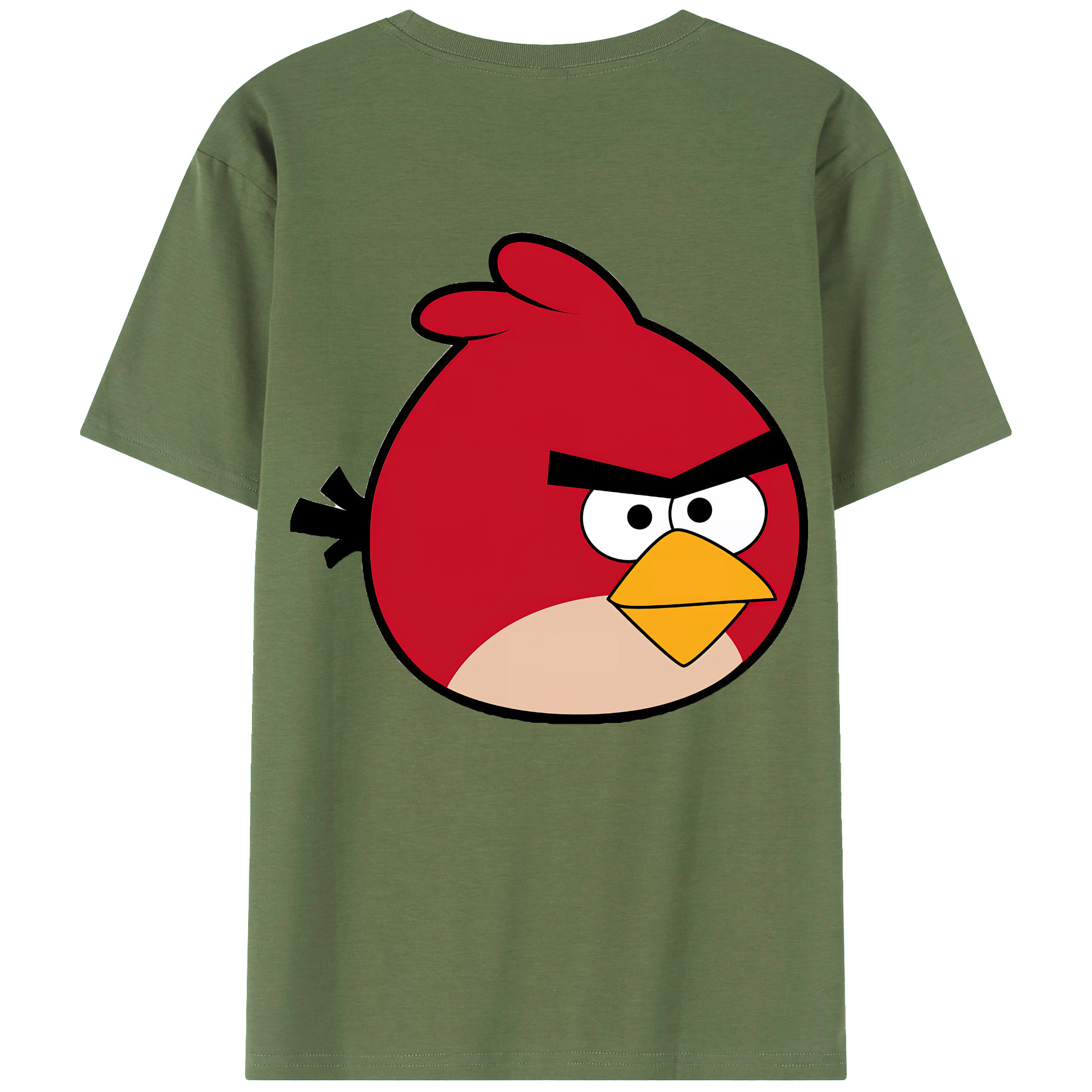 （画像用） Angry Birds アングリーバード 綿100％ メンズ半袖Tシャツ（バックプリント） 通気性